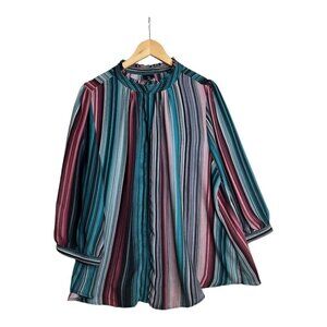 Worthington Striped Semi Sheer Blouse size 3X‎ Multicolor